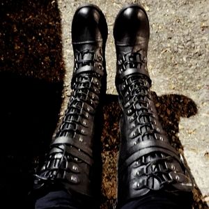 Goth Knee high combat boots